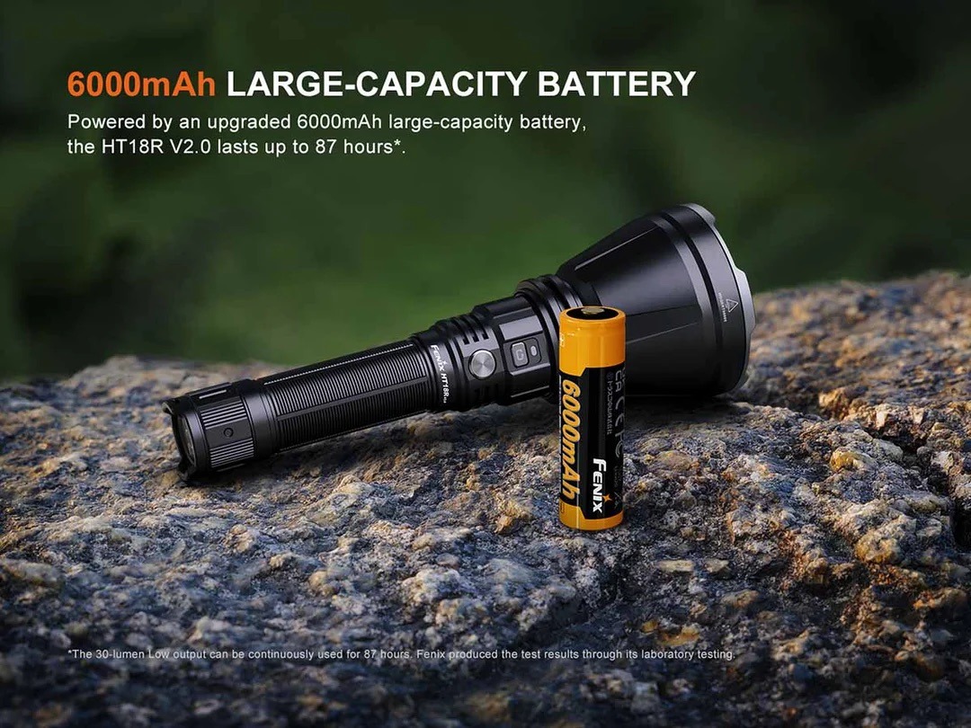 Fenix HT18R V2.0 Rechargeable Long Range Flashlight - 3700 Lumens, 1100 Metres