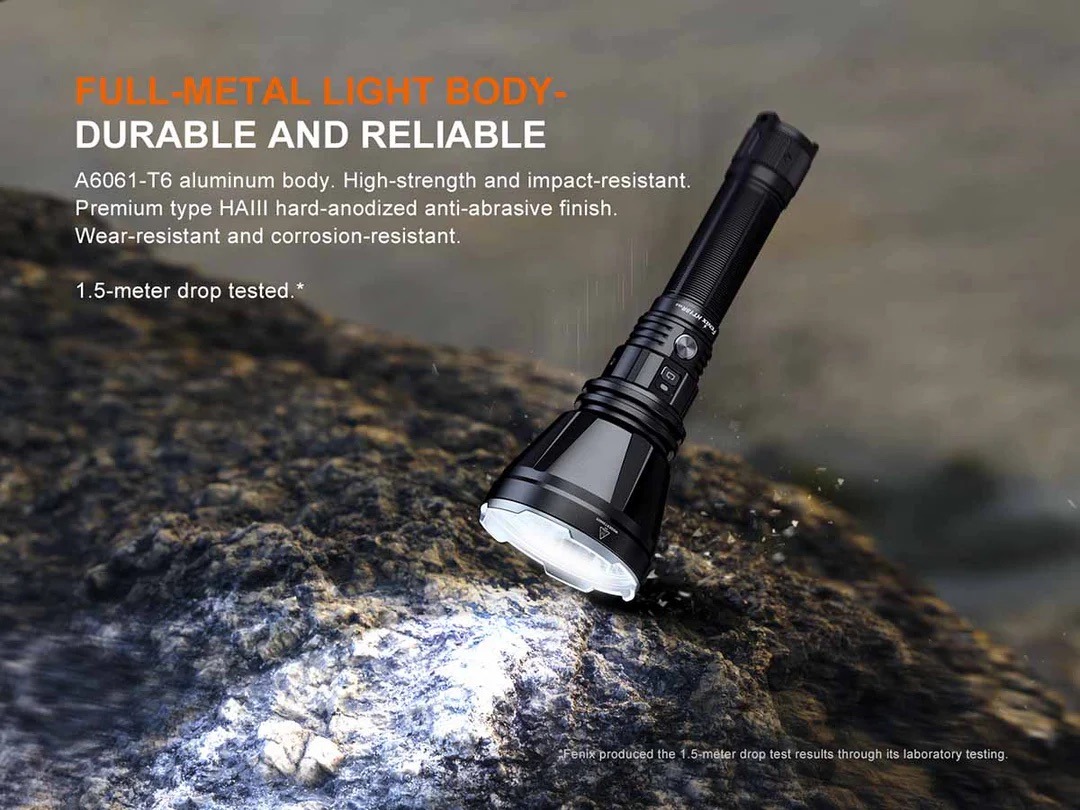 Fenix HT18R V2.0 Rechargeable Long Range Flashlight - 3700 Lumens, 1100 Metres