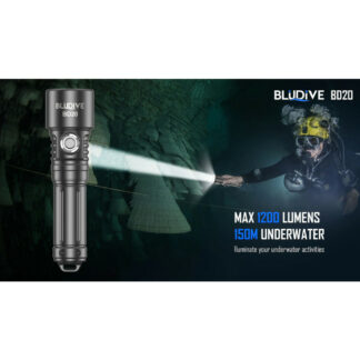 BluDive BD20 Diving Light with Strobe - 1200 lumens, 150 Metres Diving Depth