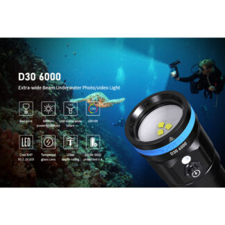 XTAR D30 6000 Extra Wide Angle Diving Photography Light Kit - 6000 Lumens, High CRI