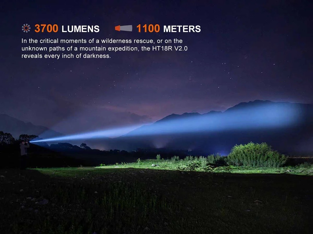 Fenix HT18R V2.0 Hunting Flashlight Kit - 3700 Lumens, 1100 Metres Distance