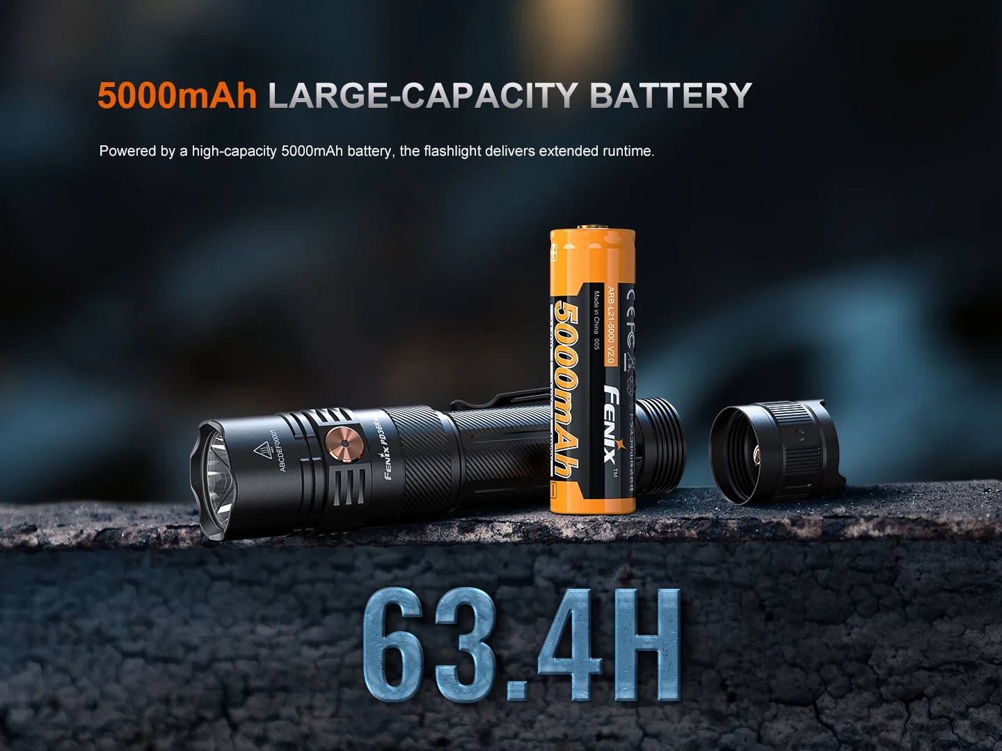 Fenix PD36R ACE LED USB-C Rechargeable Flashlight - 3000 Lumens, 415 Metres