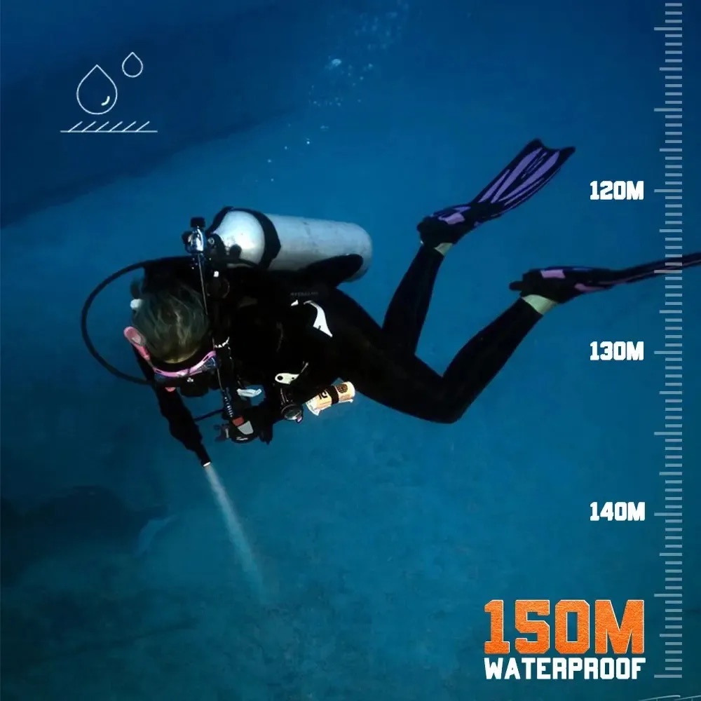 OrcaTorch D560 Mini Backup Diving Light - 700 Lumens, 134 Metres - BLUE