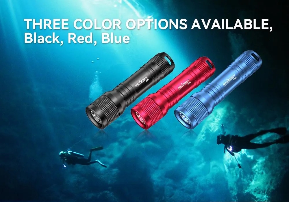 OrcaTorch D560 Mini Backup Diving Light - 700 Lumens, 134 Metres - BLUE