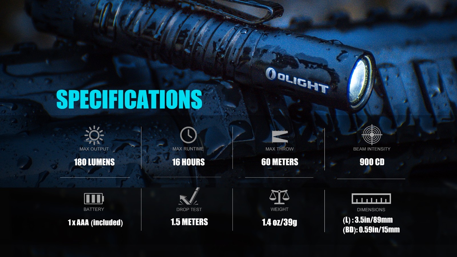 Olight i3T EOS Max AAA LED Torch - 180 Lumens, 60 Metres