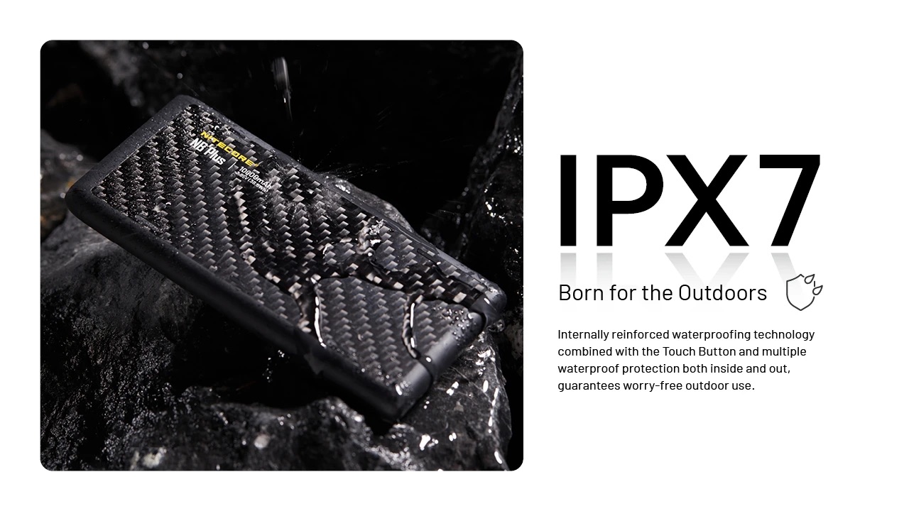 Nitecore NB Plus Ultra Lightweight Carbon Fibre 10000mAh Waterproof Power Bank