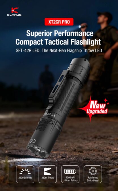 KLARUS XT2CR PRO LuminusSFT42R 2025年モデル Klarus XT2CR PRO Rechargeable Pocket Flashlight – 2300 Lumens, 360