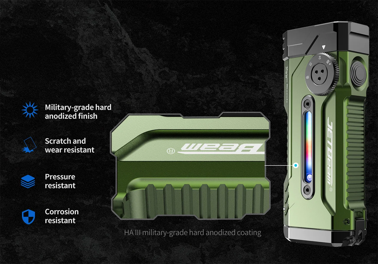 JETBeam E28 Rechargeable EDC Torch, 3300 Lumens, 365 Metres - GREY