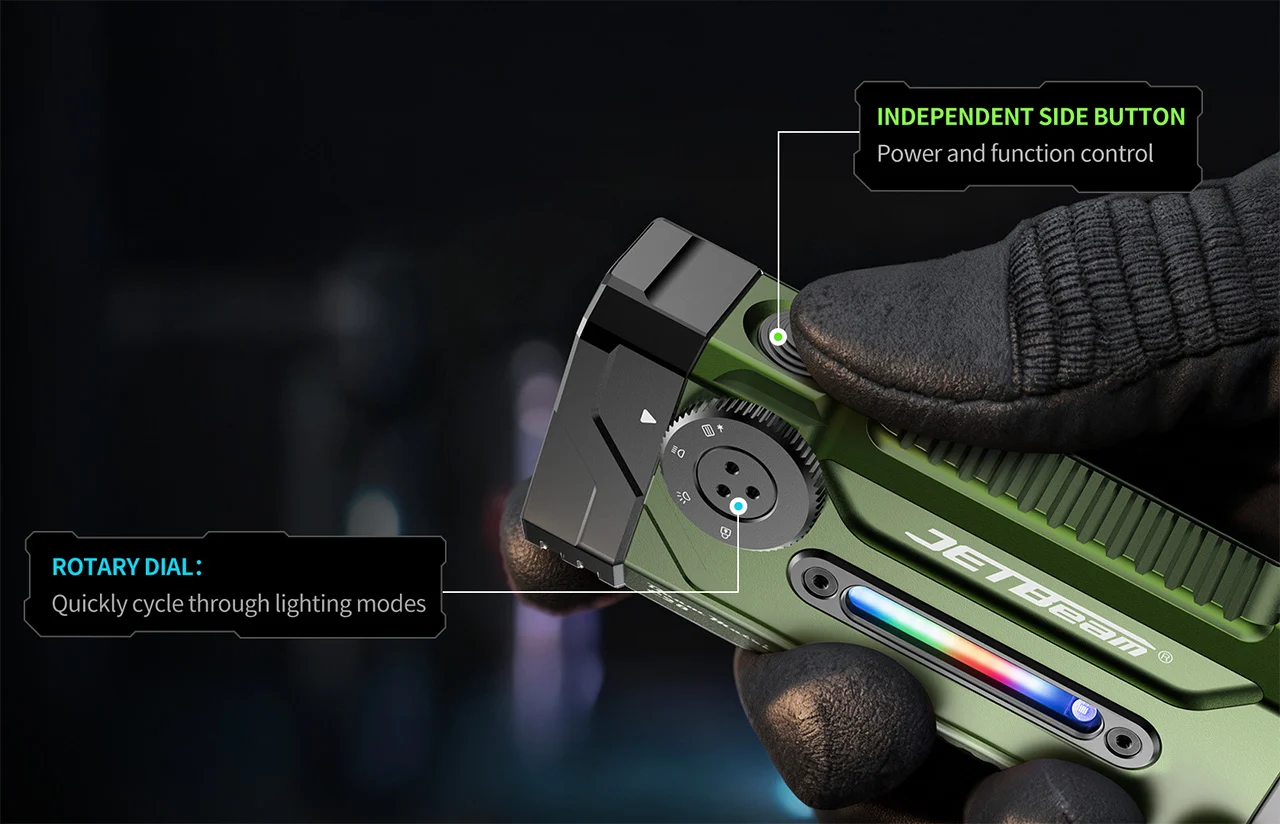 JETBeam E28 Rechargeable EDC Torch, 3300 Lumens, 365 Metres - GREEN