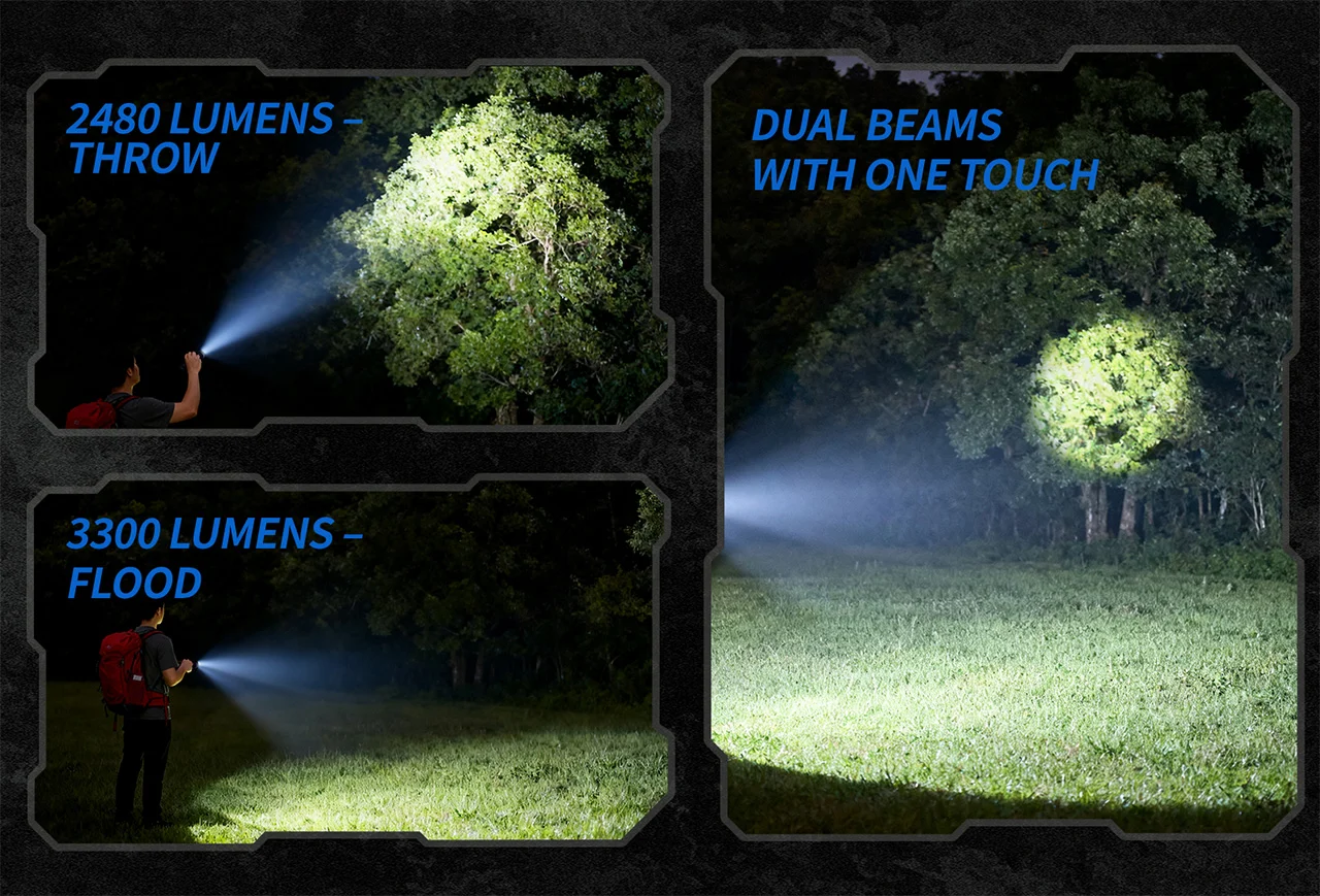 JETBeam E28 Rechargeable EDC Torch, 3300 Lumens, 365 Metres - GREEN