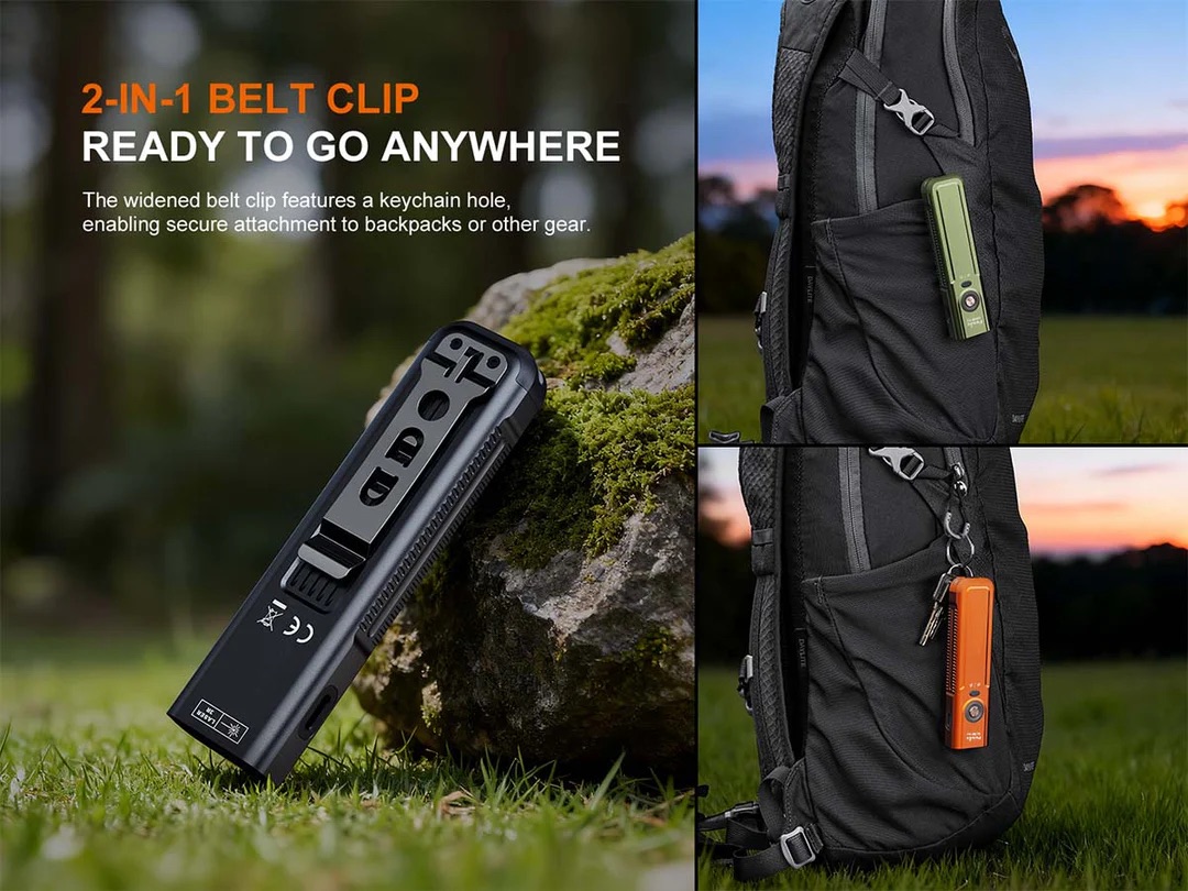 Fenix E06R Pro Flat Flashlight with UV & Red Laser Modes - 1600 Lumens, 160 Metres (Orange)