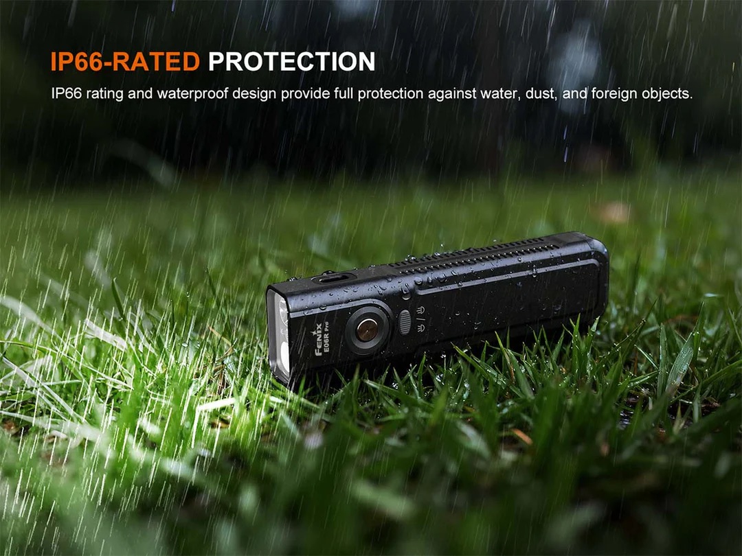 Fenix E06R Pro Flat Flashlight with UV & Red Laser Modes in Black - 1600 Lumens, 160 Metres