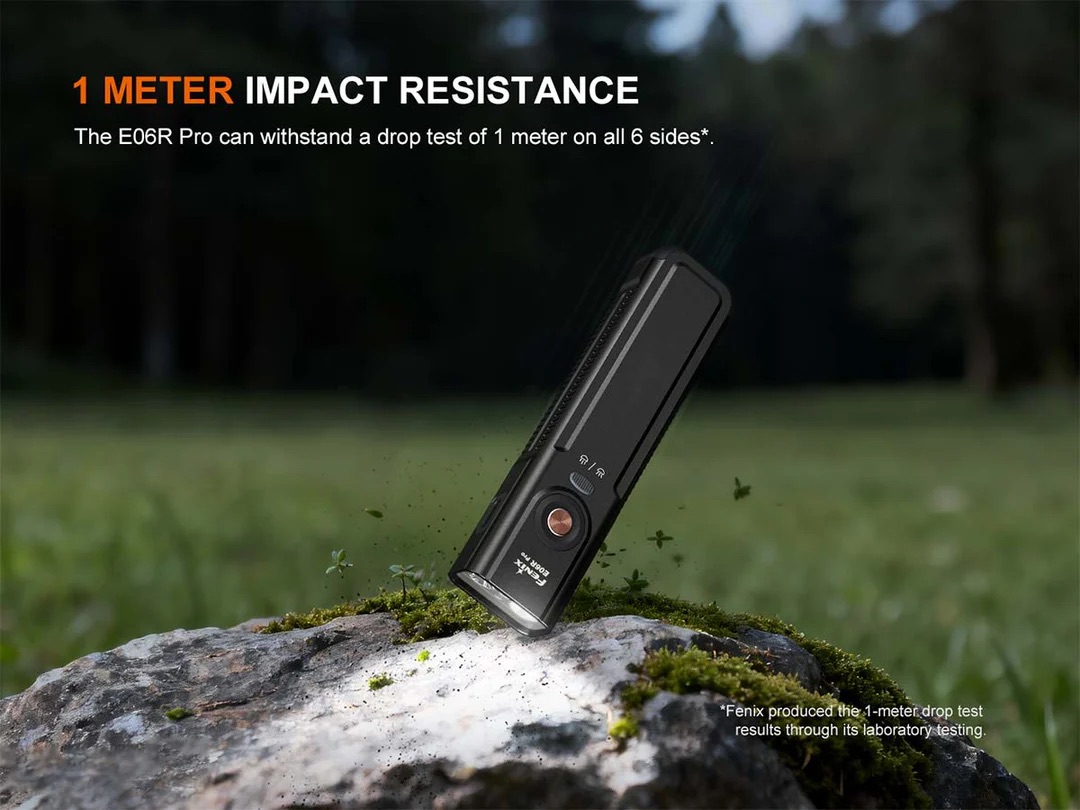 Fenix E06R Pro Flat Flashlight with UV & Red Laser Modes in Black - 1600 Lumens, 160 Metres