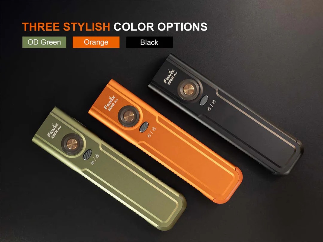 Fenix E06R Pro Flat Flashlight with UV & Red Laser Modes - 1600 Lumens, 160 Metres (Orange)