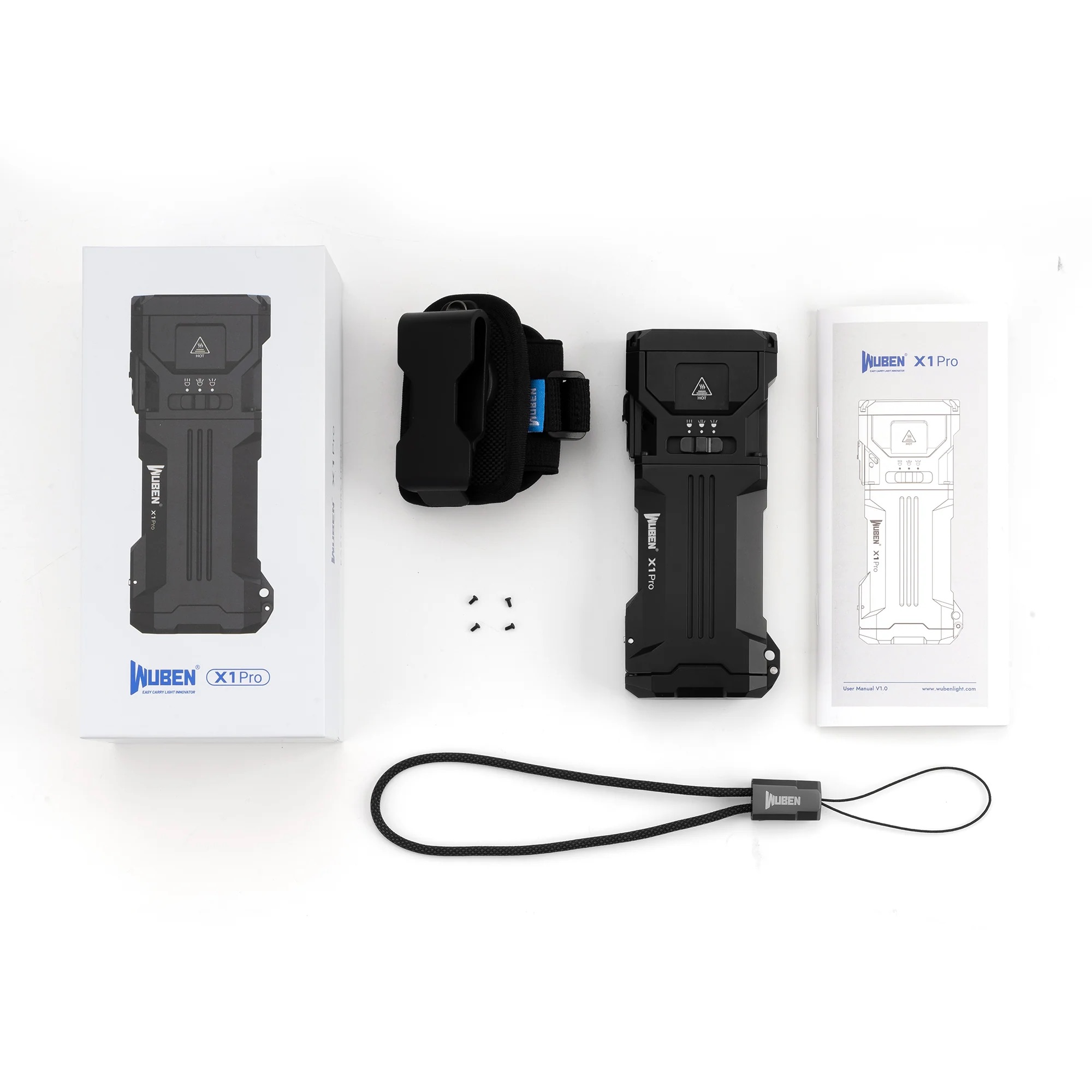 Wuben X1 Pro 12300 Lumens Rechargeable EDC Power Bank Flashlight (Black)