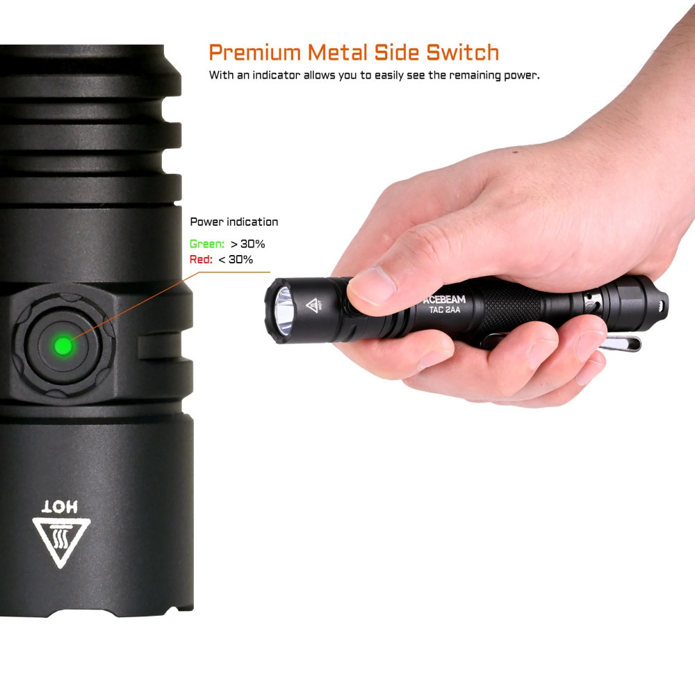 AceBeam TAC 2AA Pocket EDC Flashlight - 1600 Lumens, 304 Metres - Blue