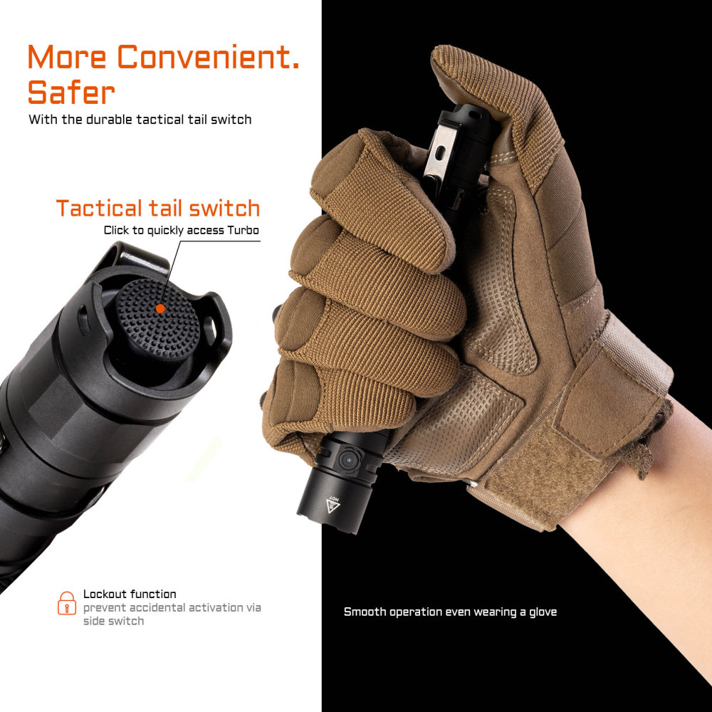 AceBeam TAC 2AA Pocket EDC Flashlight - 1600 Lumens, 304 Metres - Blue
