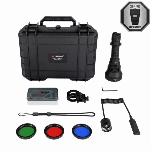 Acebeam L19 2.0 Predator Hunting Kit SFT40 Black with case, mount, remote switch and RGB filters